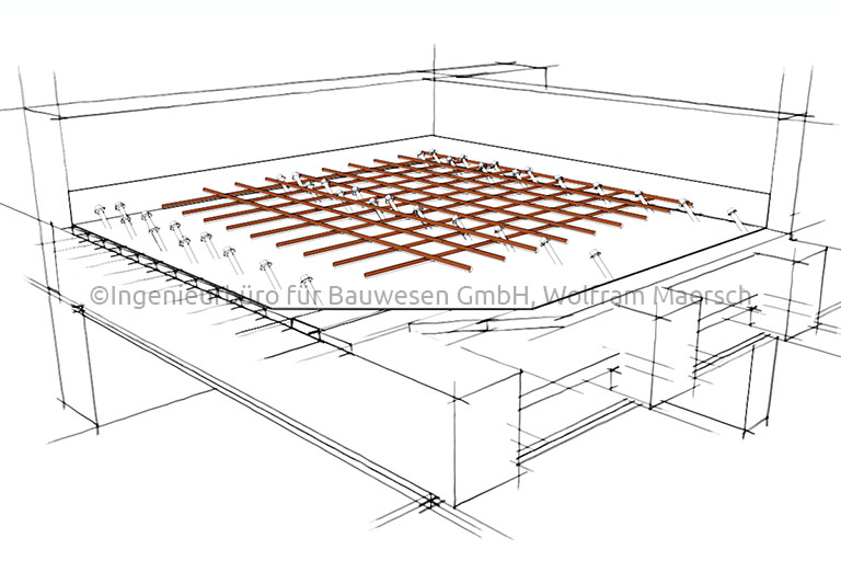 Holz-Beton-Verbunddecke in einer skizzenhaften Darstellung